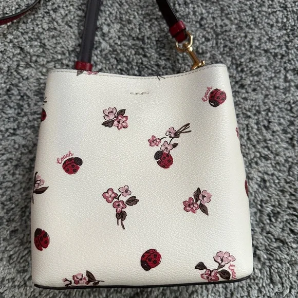 Coach Cream and Red Floral Crossbody Bag - Picture 3 of 4